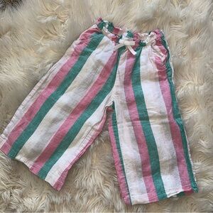 Janie and Jack Pink and Green Striped Linen Pants